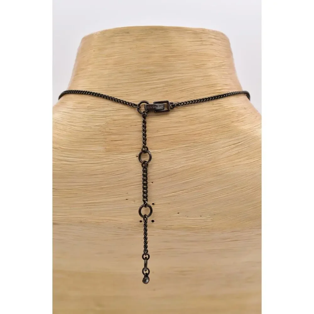 Givenchy Vintage Crystal Necklace Collar Sparkling Rhinestone Gunmetal Y2K BinBL - Picture 7 of 12